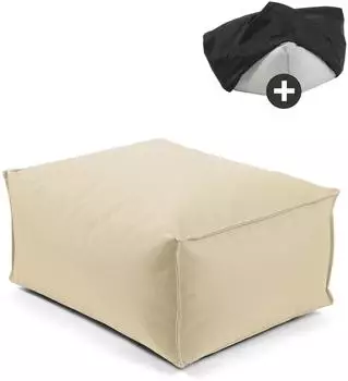 mokebo Der Ruhestifter Outdoor-Pouf mit Schutzh&uuml;lle, beige, 60x30x50cm (Der Ruhestifter)