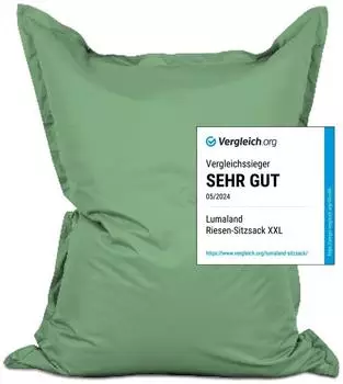 Lumaland Riesen-Sitzsack XXL 140x180cm wasserfest Indoor & Outdoor, Pastellgrün (EPS)