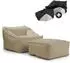 mokebo Sunnyboy Outdoor-Sitzsack mit Pouf, Textil, beige-khaki (80x60x83cm)