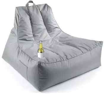 Lumaland Sitzsack-Lounge In- & Outdoor 380l, grau, mit Getränkehalter (16503)