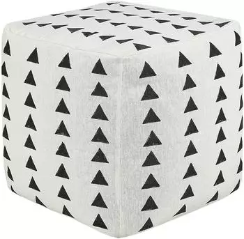Beliani Tarodi Pouf Baumwolle geometrisches Muster Weiß/Schwarz 45x45cm (TARODI)