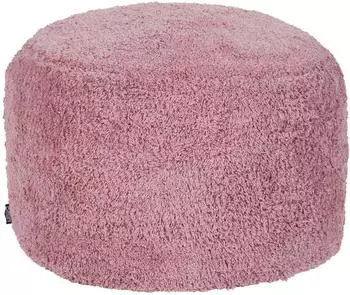 Beliani Kandhkot Runder Shaggy Pouf Baumwolle Abnehmbarer Bezug Handgefertigt Rosa (462243)