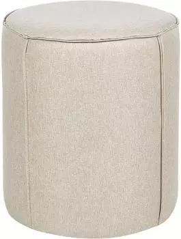 Beliani Sedona Runder Pouf Leinen Beige, 40x43x40cm