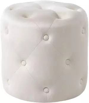 Beliani Corolla Runder Pouf Samt Geknöpft Beige (469327)