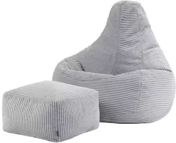 Icon Dalton Sitzsack mit Hocker, Cord, Grau, XXL (ICORECFSTJC022)