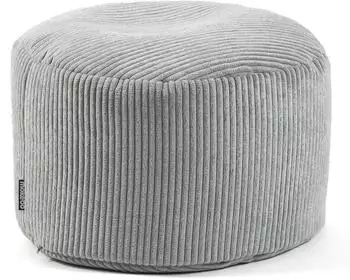 mokebo Der Faule Lenz Pouf Cord, rund, Grau, 50x30cm