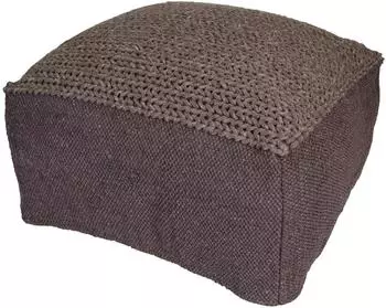Marrakesch Orient & Mediterran Interior Bailee Strick-Pouf eckig 60cm, Baumwolle, braun (nir-rp60-b)