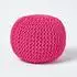 Homescapes Runder Strickpouf Fußhocker, Baumwolle, pink