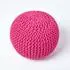 Homescapes Runder Strickpouf Fußhocker, Baumwolle, pink