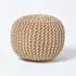 Homescapes Runder Strickpouf aus Baumwolle, beige, 35x40cm