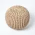 Homescapes Runder Strickpouf aus Baumwolle, beige, 35x40cm