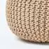 Homescapes Runder Strickpouf aus Baumwolle, beige, 35x40cm