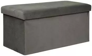 Atmosphera Lilou Klappbare Sitzbank mit Stauraum, Samt, grau, 76x38cm
