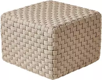 Beliani Nalli Outdoor-Pouf handgewebt Kunststoff, taupe, 50x50cm (559380)