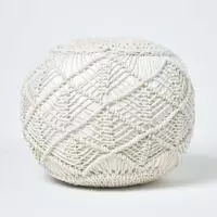 Geh&auml;kelter Pouf, Natur, 35 X 40 Cm - Homescapes