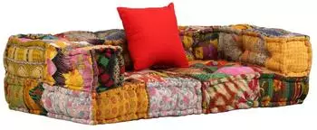 vidaXL Pouf 2-Sitzer modular Patchwork Stoff (244987)