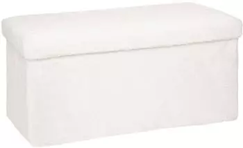 Atmosphera Ezzio faltbarer Pouf Kunstfell, wei&szlig; (JJ192921)