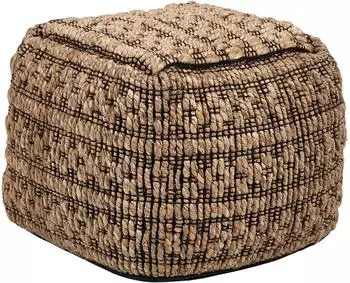Beliani Mabula Pouf quadratisch Jute und Baumwolle, beige