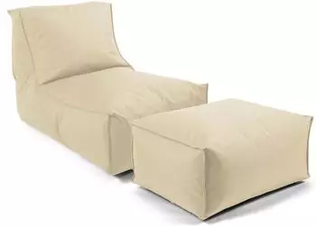 mokebo Der Sundowner Sitzsack mit Hocker, Textil, beige, 60x65x95cm