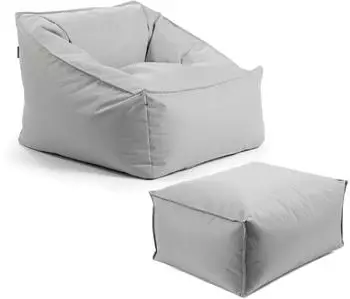 mokebo Der Sunnyboy Sitzsack mit Hocker, grau, Textil, 80x60x83cm