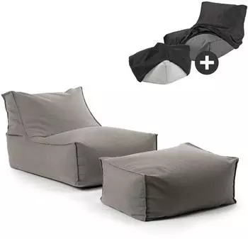 mokebo Der Sundowner Outdoor-Sitzsack mit Pouf & Schutzh&uuml;lle, Olefin, dunkelgrau (Der Sundowner)