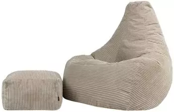 Icon Dalton XXL Sitzsack mit Hocker, Cord, beige (Dalton XXL)