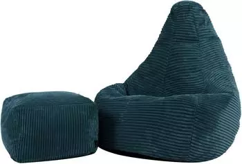 Icon Dalton Cord Kindersitzsack mit Hocker, blaugr&uuml;n