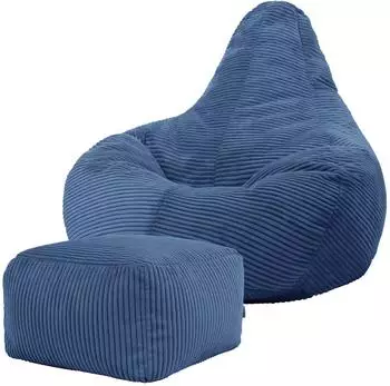 Icon Dalton Gaming Sitzsack mit Hocker, Cord, denimblau