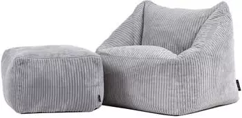 Icon Natalia Kindersitzsack mit Hocker, Cord, grau, 100L (Natalia)