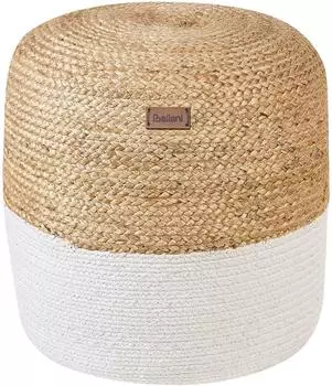 Beliani Pouf rund, Baumwolle/Jute, weiß/beige, ⌀46cm