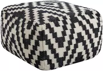 Beliani Knidos Pouf Wolle 56x56cm schwarz/weiß (323161)