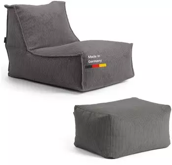 mokebo Der Gelassene Sitzsack mit Hocker, Cord, anthrazit (800000780353)