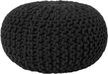 Beliani Conrad Pouf rund, Baumwolle, schwarz, 40x25cm