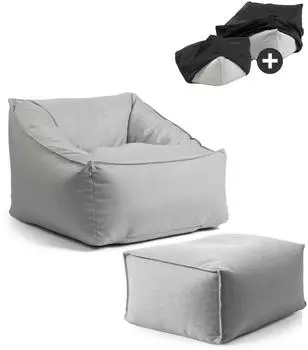 mokebo Der Sunnyboy Outdoor-Sitzsack mit Hocker, lichtgrau (800001455762)