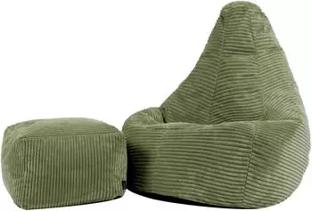 Icon Dalton Cord Kindersitzsack mit Hocker, salbeigr&uuml;n, 100L