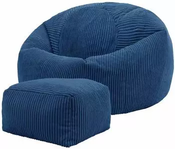 Icon Kingston Sitzsack & Hocker, Cord, Blau (240L)