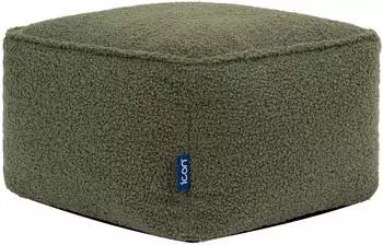Icon Amara quadratischer Sitzsack-Hocker, Bouclé, olivgrün