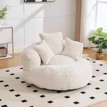 LuxusKollektion Sitzsack Lounger mit 3 Kissen, beige, Indoor/Outdoor