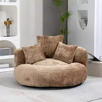 LuxusKollektion Sitzsack Lounger mit hohem R&uuml;cken, 3 Kissen, Indoor/Outdoor, braun