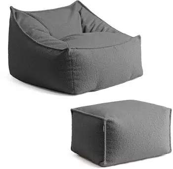 mokebo Snug Sitzsack mit Hocker, Boucl&eacute;, anthrazit, XXL (800002018071)