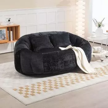 LuxusKollektion Sitzsack Sofa Lounger Chenille, schwarz