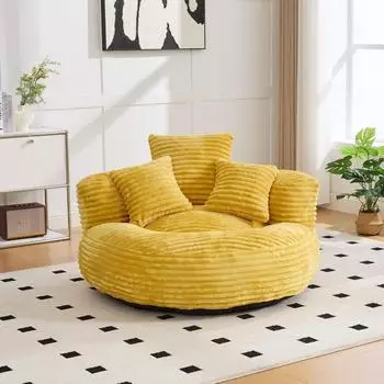 LuxusKollektion Sitzsack Lounger mit hoher R&uuml;ckenlehne, gelb, 3 Kissen, Indoor/Outdoor