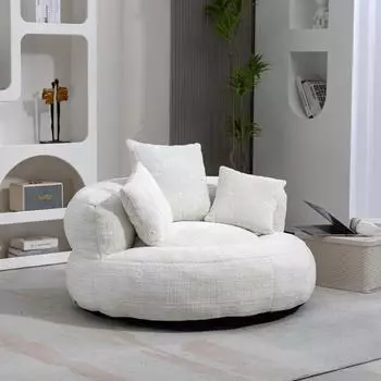 LuxusKollektion Sitzsack Lounger mit 3 Kissen, hoher R&uuml;cken, wei&szlig;