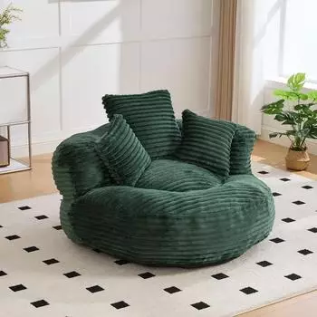 LuxusKollektion Sitzsack Lounger mit 3 Kissen, gr&uuml;n, Indoor/Outdoor