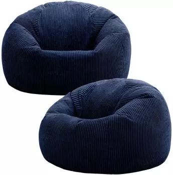 Icon Kingston Sitzsack aus Cord, dunkelblau, XXL (2er-Set)