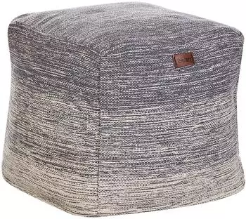Beliani Hirri Pouf quadratisch Baumwolle hellgrau (109815)