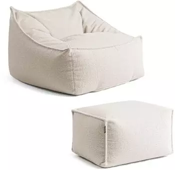 mokebo Snug Sitzsack Bouclé mit Hocker, XXL, 150x75x60cm (800002018069)