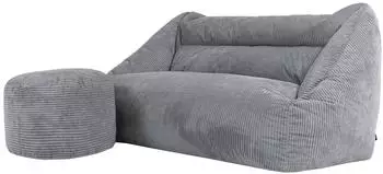 Icon Cecilia Sitzsack Sofa & Hocker, Cord, grau, 360L (800001223530)