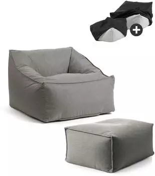 mokebo Der Sunnyboy Outdoor-Sitzsack mit Hocker, dunkelgrau, 80x60x83cm (800001455754)