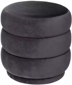 Atmosphera Sinan Hocker Velours, grau, Ø 40cm